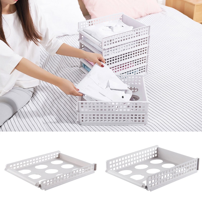 Plastic Storage Rack Stackable Clothes Drawer Style Storage Shelf for Toy Sundries MDD88