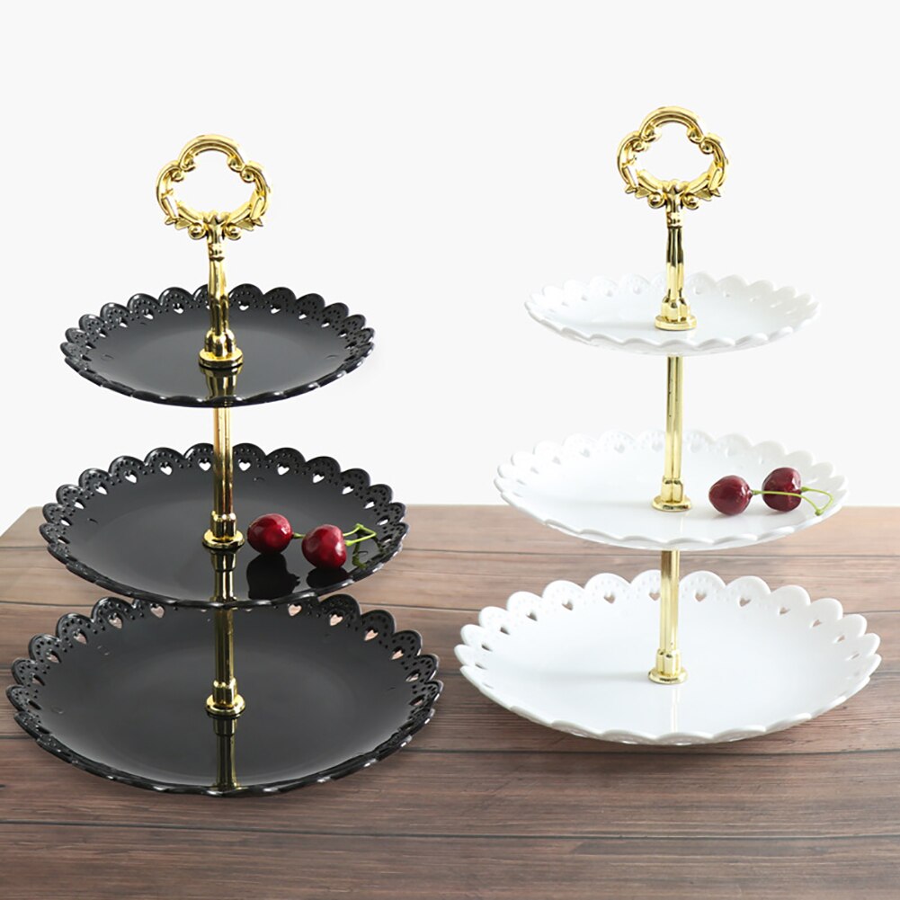 Draagbare Drie Lagen Fruitschaal Cake Candy Dessert Opslag Container Stand Rack Holder Thuis Party Festival Cake Hulpmiddel Levert