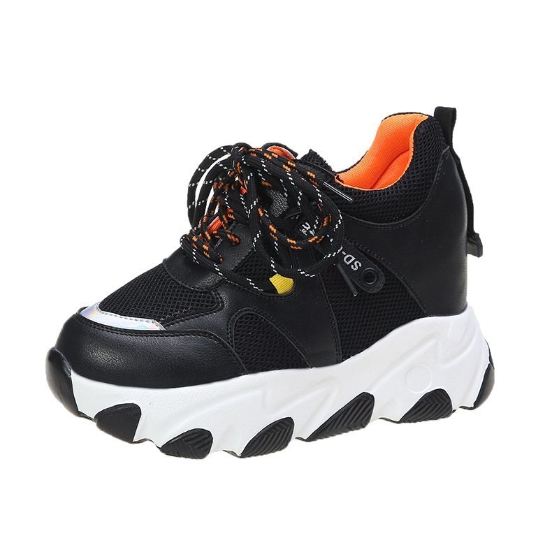 Kvinder platform chunky sneakers designere snøre fritidssko kvinde sommer gammel far sko damer 9cm super høje hæle
