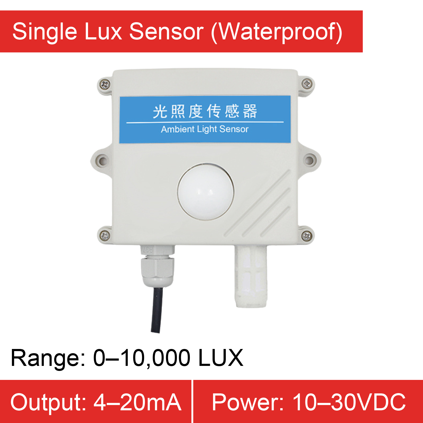 High-Precision Wall-Mounted Ambient Light Sensor Illuminance Meter with Temperature and Humidity Detection for Industrial Use