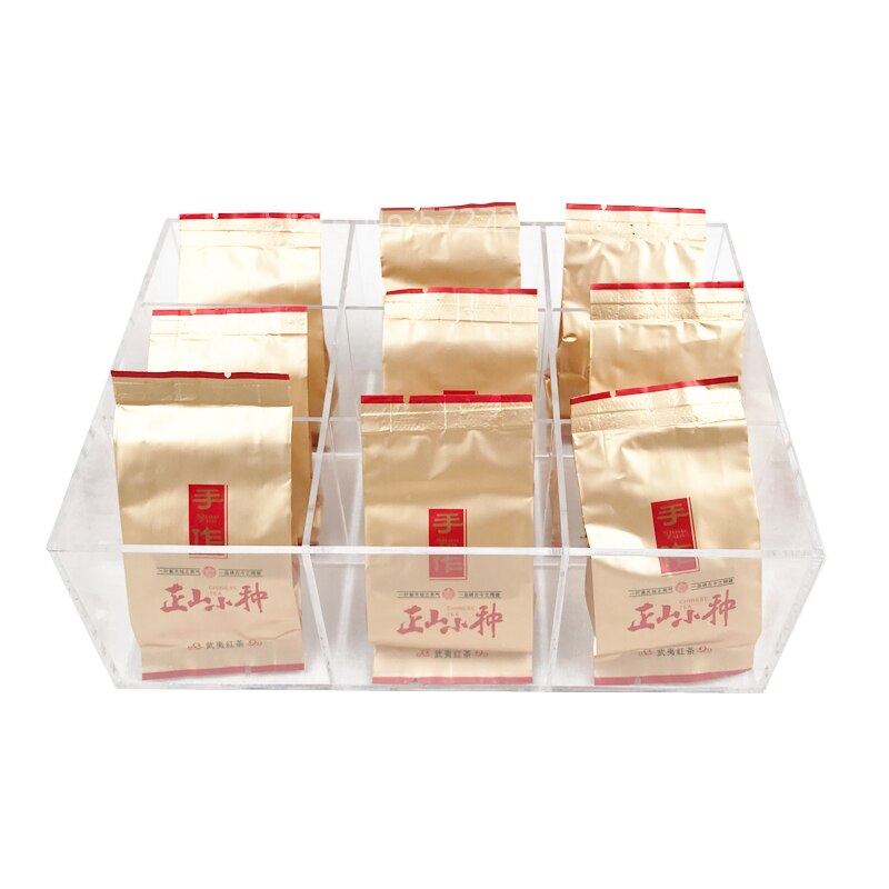 Clear Acrylic 9 Section Tea Bag Box No lid