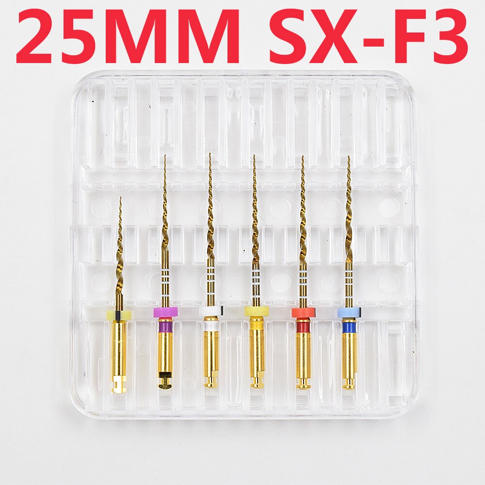 Dental guld flexibla filer endo roterande filer gyllene endodontiska filer 25mm nickel titanium instrument tandvård