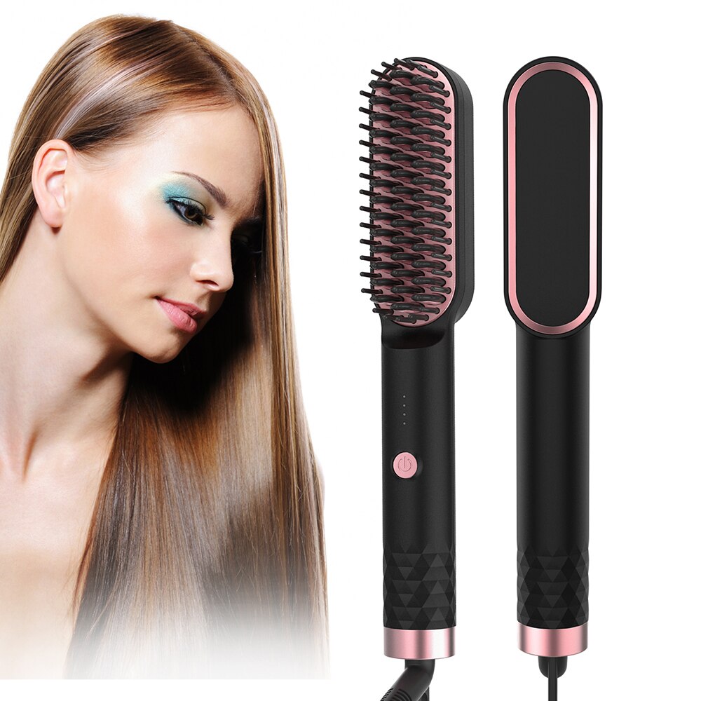 Electric Hair Straightening Brush Flat Iron Hair Straightener Heated Comb Men Beard Straightener Ceramic Styler