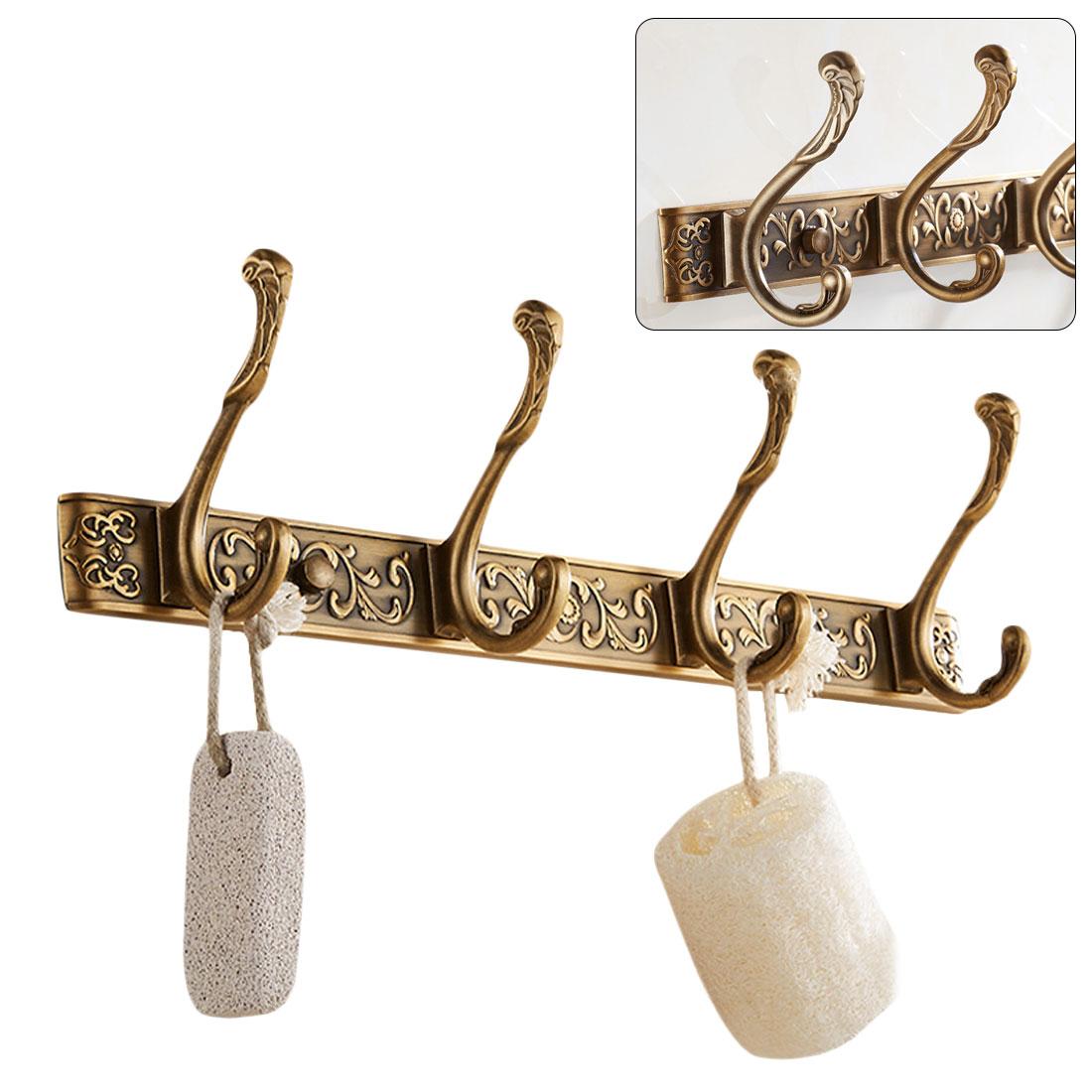 5 Row Hooks Luxury Bathroom Wall Carving Robe Hook Coat Hanger Door Hooks For Bathroom Accessories