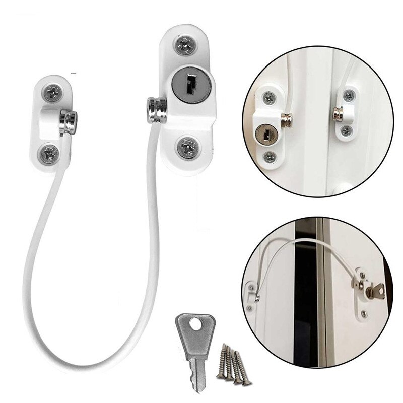 Venster Kettingslot Venster Kabel Lock Restrictor Multifunctionele Window Lock Deur Guard Voor Baby Veiligheid: 6