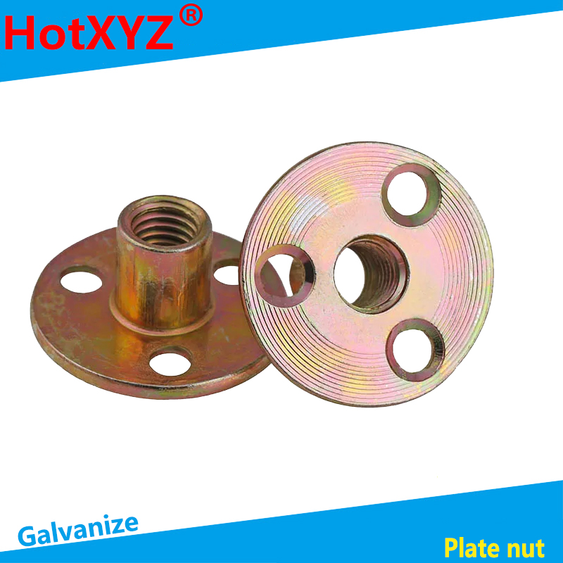 Lron Plate Nut Furniture Plywood On Lock Nut Sofa Foot Lock Galvanized Three-hole Nut M6 M8 M10 2pcs