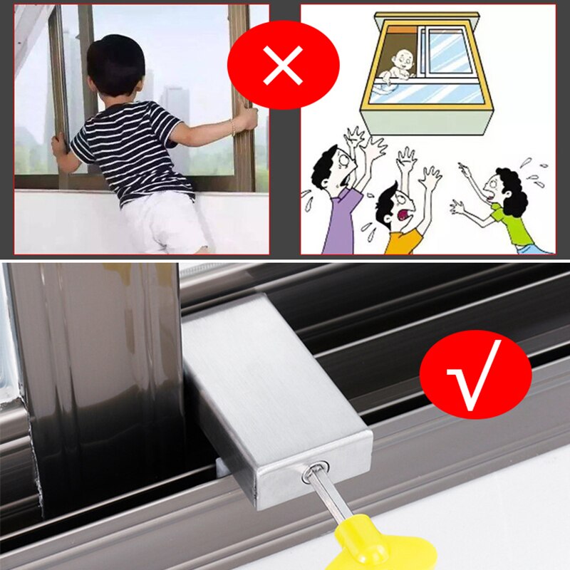 Stainless Steel Door Window Lock Sliding Sash Locks Anti-Theft Stopper Cabinet Locks Protection Child For Home Hardware Tool