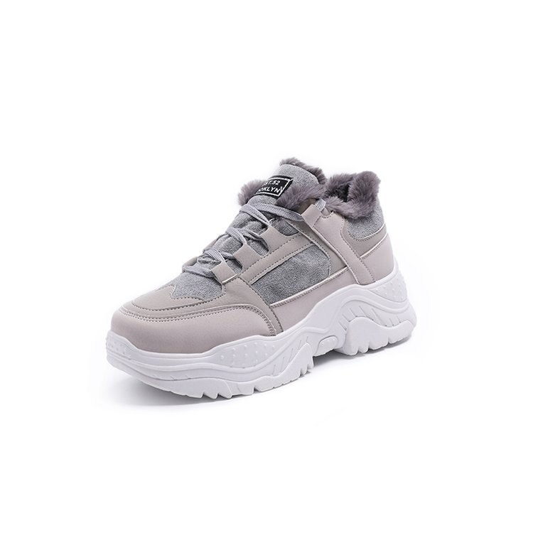 Buty Damskie 2021 zimowe ciepłe futrzane Buty sportowe grube dno trampki zasznurować platformy trampki masywny trampki Buty Damskie