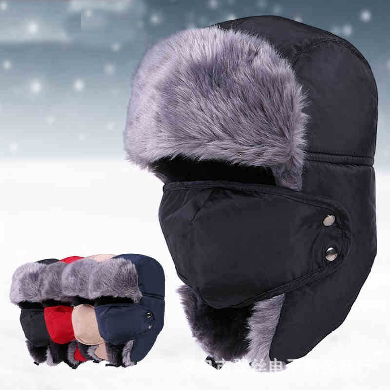 Chapeaux de bombardier Ushanka en fourrure russe, couvre-chef à rabats d&#39;oreille chauds et épais, masque cagoule pour hommes et femmes, hiver
