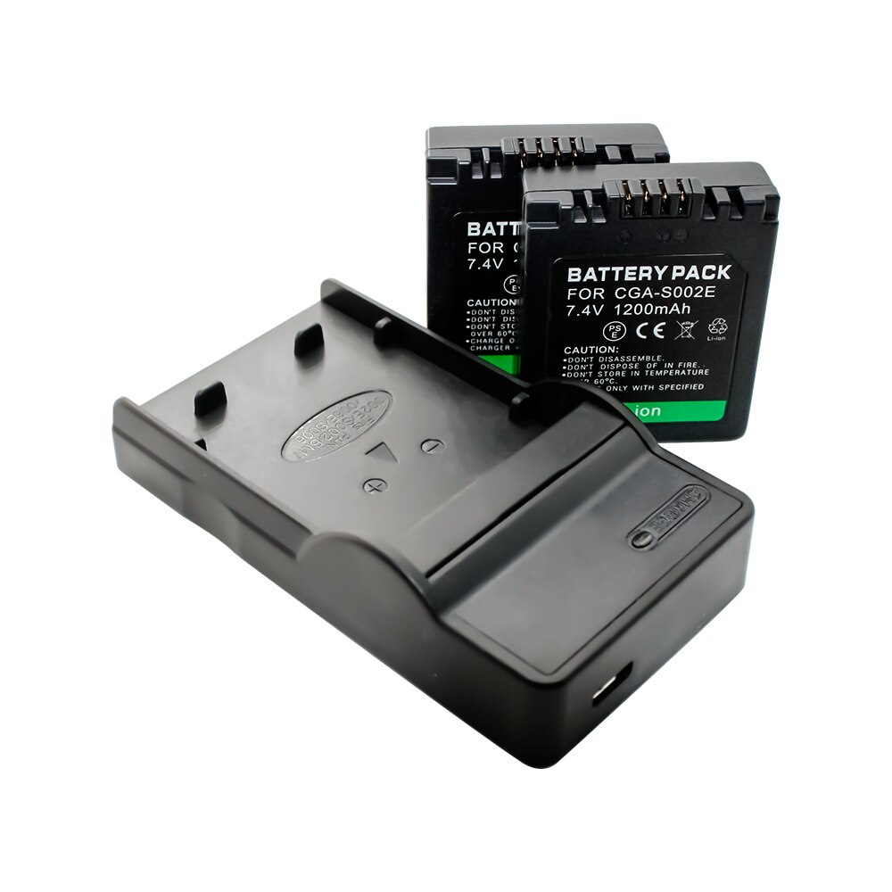 2 pièces CGA-S002 CGA-S002E Batterie + 1 pièces chargeur CGR-S002E pour Panasonic Lumix DMC-FZ1 FZ2 FZ3 FZ4 FZ5 FZ10 FZ15 FZ20 Caméra