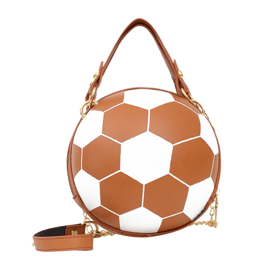 Personality Basketball Purses For Teenagers Women Shoulder Bags Chain Hand Bags Female Leather Pink Bag Small Totes: Football Brown