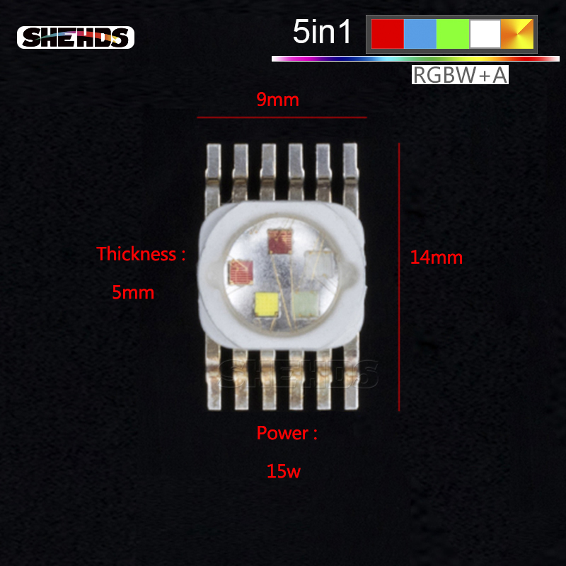 4 unids/lote LED RGBWA 5in1 para iluminación LED RGBWA Chips LED rojo/verde/azul/blanco/Abmer SHEHDS