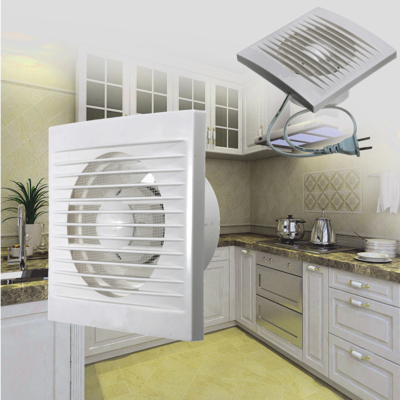 Fan Gat 100mm x 100mm 12 W Mini Muur Venster ABS Plastic Ventilator Waterdicht voor Badkamer Keuken Toiletten 220 V US Plug