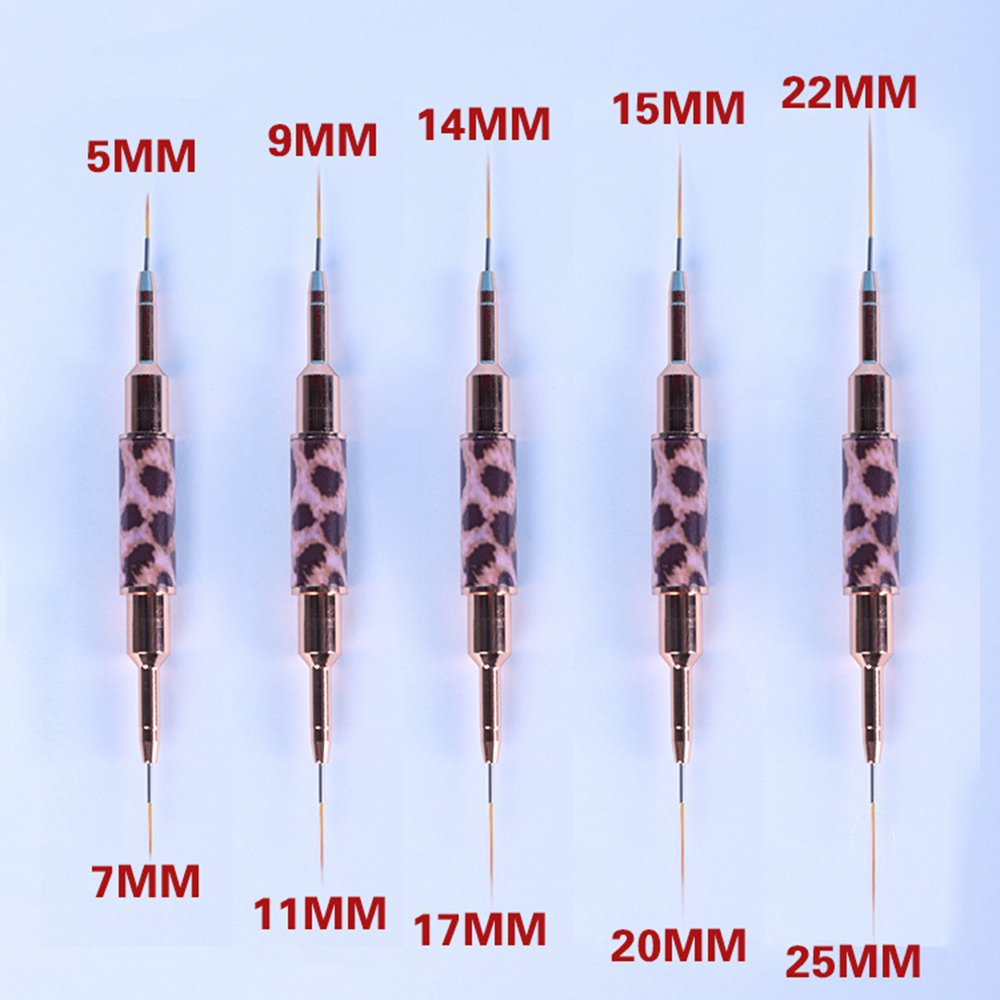 Nagel Kunst Pinsel mit Leopardenmuster, Doppelkopf, Nagel Kunst Liner Pinsel, Streifen, Zeichnen, Malen, Nageldesign-Pinsel, längliche Einzelheiten