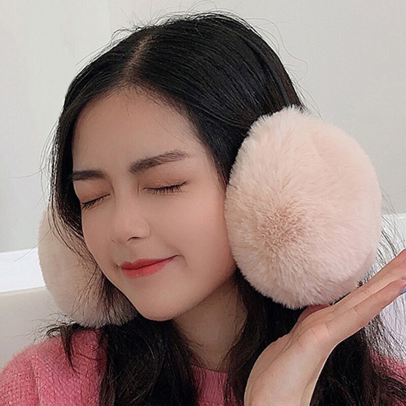Korean Women Men Unisex Winter Thicken Fluffy Plush Earmuffs Headband Simple Solid Color Adjustable Ear Covers Warmers Hair Hoop