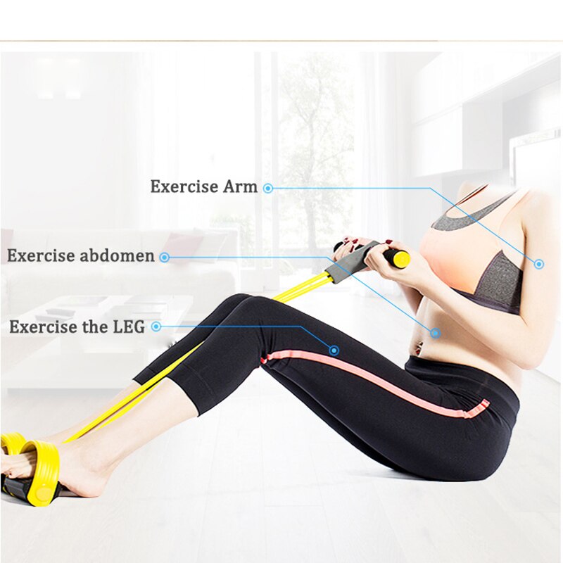 4 rør pilates motion elastisk retractor indendørs fitness modstandsbånd fitness udstyr elastisk sit-ups fitness træning reb