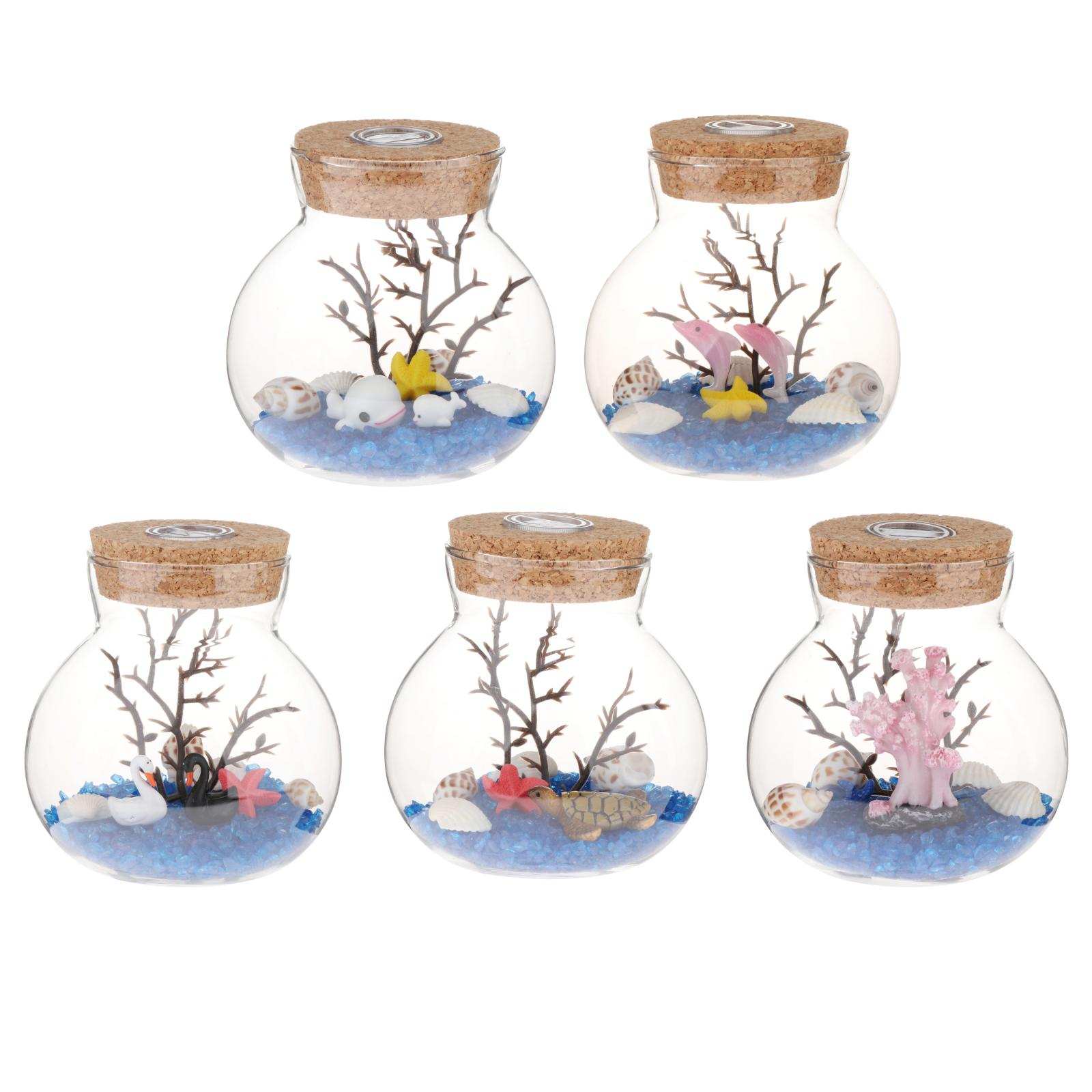 Glass Terrarium Container Multiple Choices Planter Jars with Wood Base &amp; Lid Plant Terrarium Bowl Vase with Fairy Lights