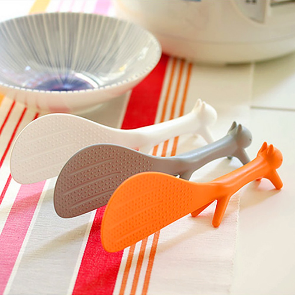 Portable debout écureuil cuillère tour tableaux collants nourriture cuillère riz Scoop vaisselle fête fournitures accessoires de cuisine