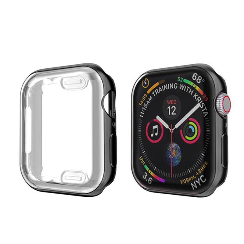 Cover Case For Apple Watch band 45mm 41mm 44mm 40mm 42mm 38mm iwatch 6 se 5 4 3 silicone screen protector bumper apple watch 7: black / 9 inches