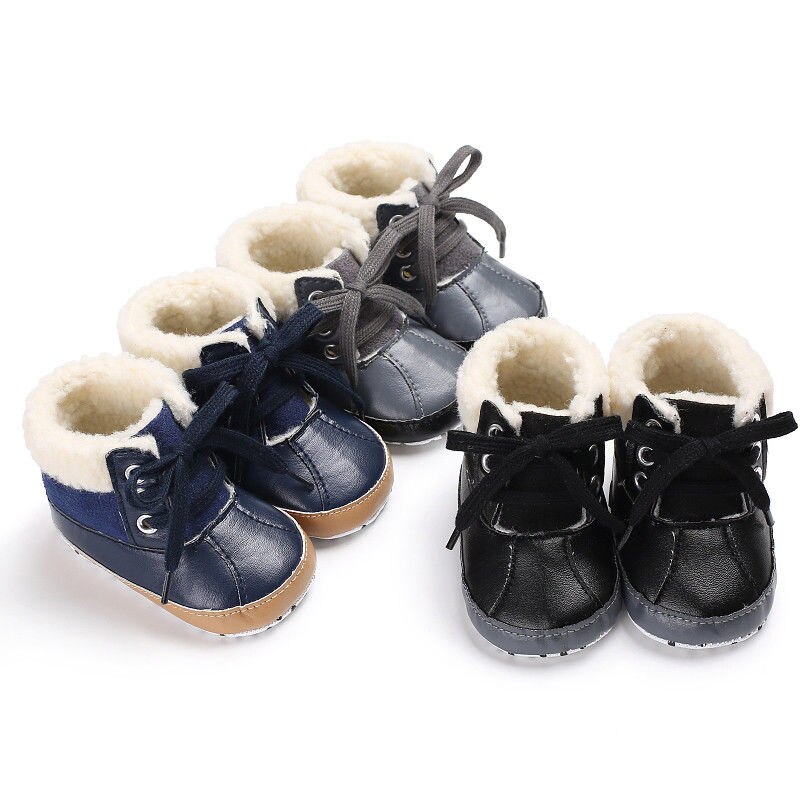 Rusland Winter Warm Baby Laarzen PU Leer Waterdicht Zachte Bodem Baby Laarzen Anti-slip Lace-up Baby Sneeuw laarzen Mode Sneakers