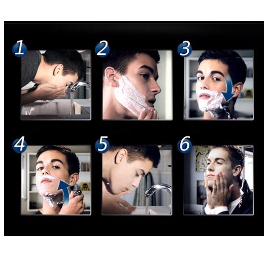 Cuchilla de afeitar azul para hombre, 5 capas, acero inoxidable, seguridad, 16 unids/caja