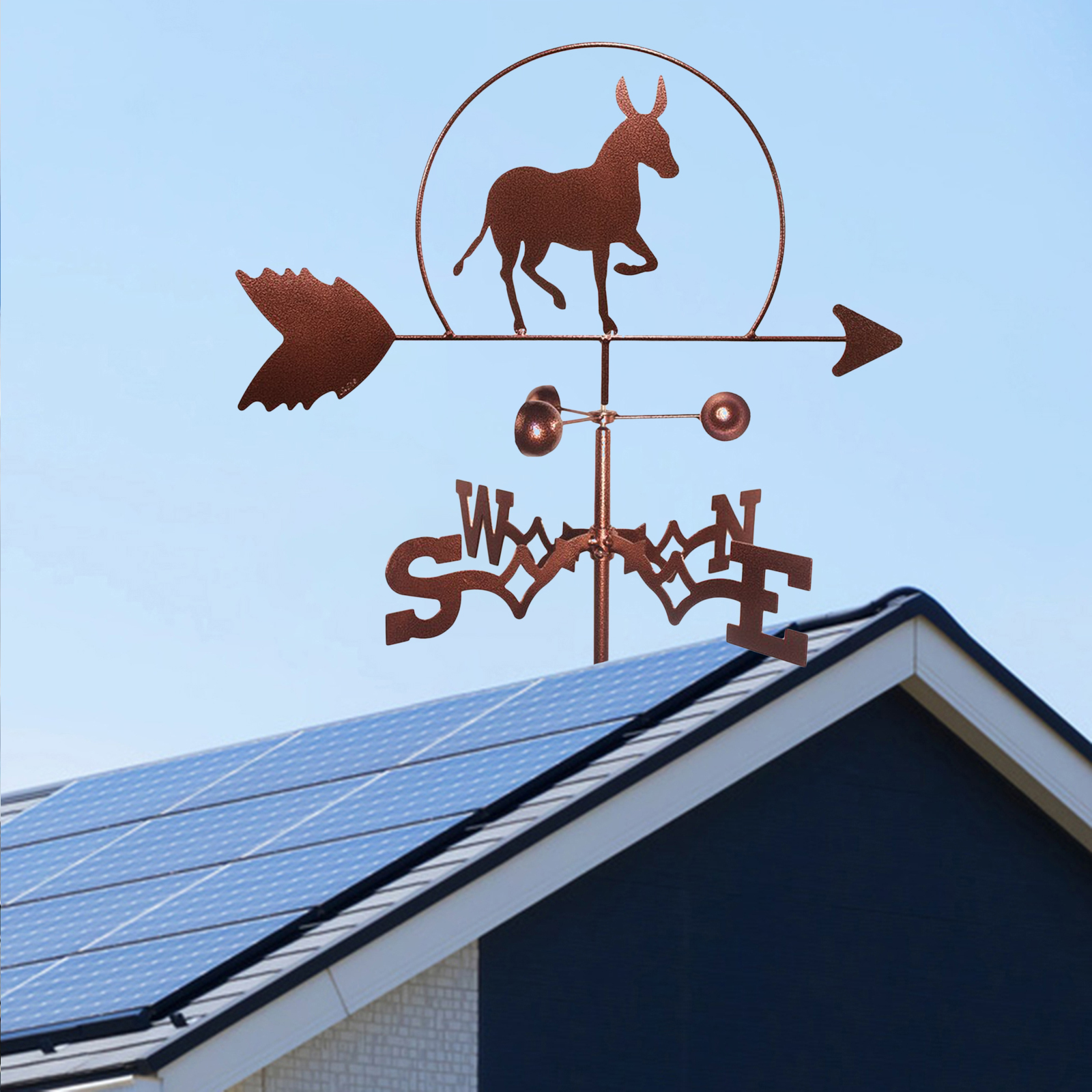 Iron Animal Weather Vane Farm Retro Scene Garden Stake Weather Vane Measuring Tool Garden Yard Roof Mount Decor