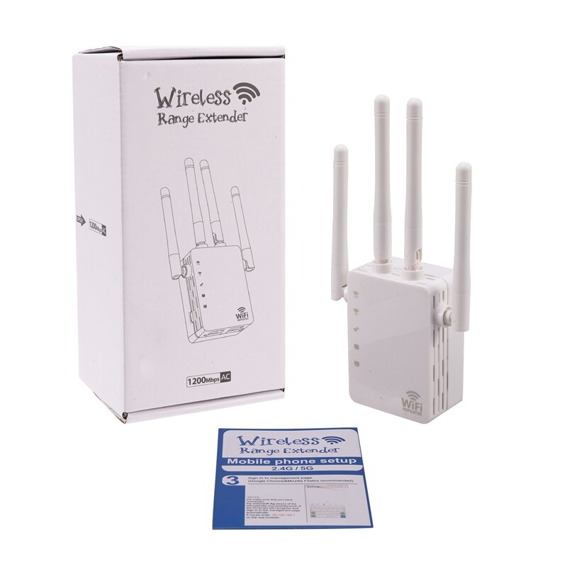 AC 1200Mbps Wireless Wifi Repeater 2.4G / 5G Dual Band Wifi Signal Amplifier