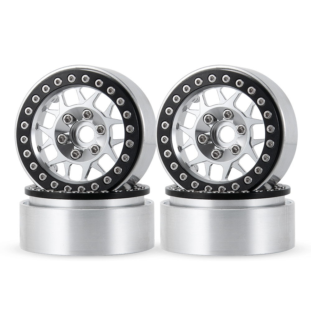 AXSPEED 4 llantas de Metal de 1,9 "/2,2 pulgadas Beadlock 25/35mm para Axial SCX10 Wraith TRX-4 D90 1/10 coche trepador de control remoto piezas de mejora: Blanco