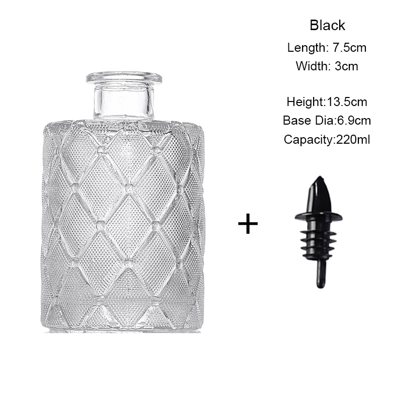 Botella pequeña de vidrio en relieve con tapa, botella de salsa, botellas amargas, edulcorante, botellas cuentagotas, botella de condimentos, accesorios de cocina: Azul