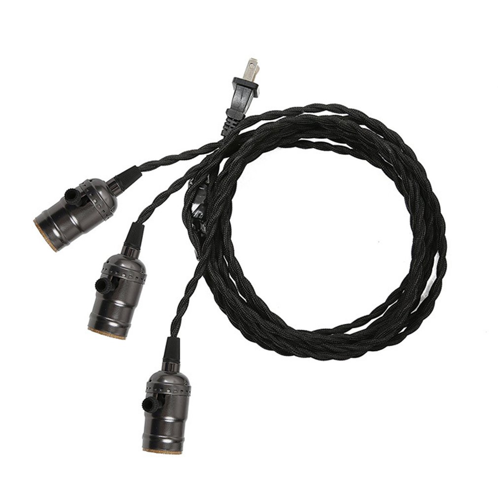 E26 flettet twist justerbar fotoelektrisk vintage lampeholder skrue 3 pære pendel lampeholder lys fatning knap kontakt