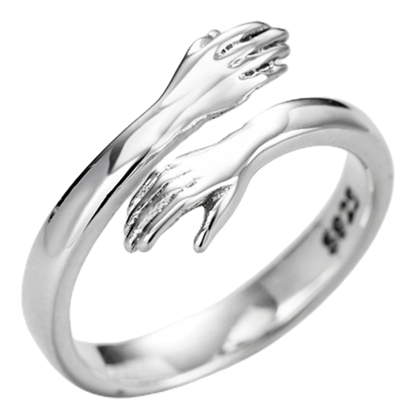 Valentijnsdag Liefde Knuffel Open Ring Retro Eenvoudige Ringen Brief Vinger Ring Unisex Maat Verstelbaar Ring Sieraden: 1pc - A