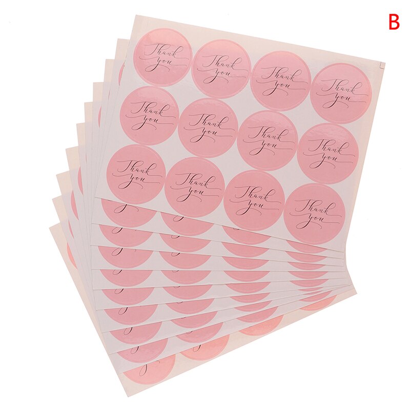 10 hojas = 120 pegatinas en forma de círculo de color rosa, gracias, pegatinas de boda para hornear, fiestas, sobres, etiquetas adhesivas para bebidas: B