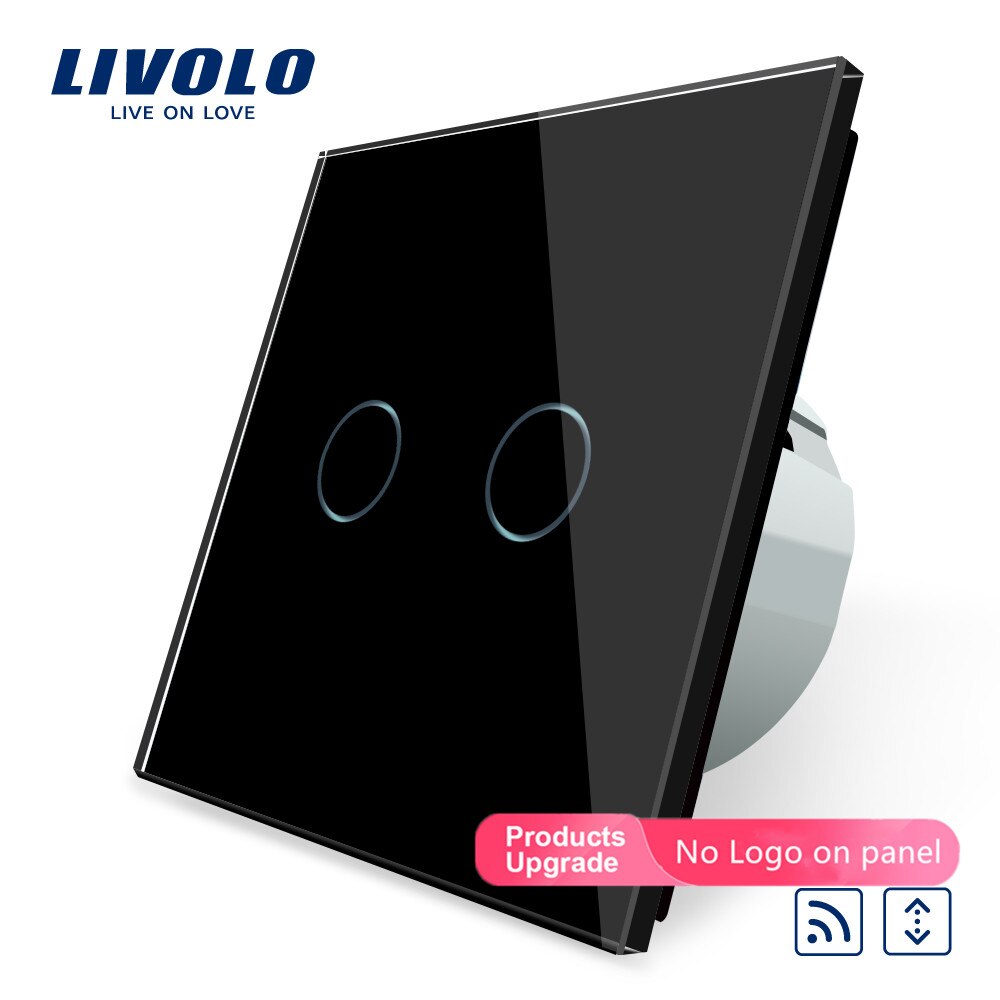 Livolo Eu Standard Touch Thuis Smart Remote Gordijnen Schakelaar VL-C702WR-12 Met Luxe Black Crystal Glass Panel