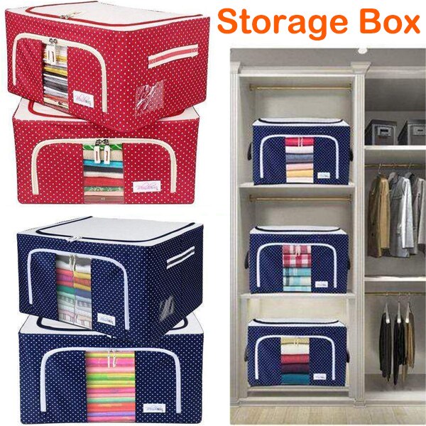 Oxford Cloth Storage Box Steel Frame Storage Box Waterproof Transparent Fabric Home Storage For Clothes Socks Underwear