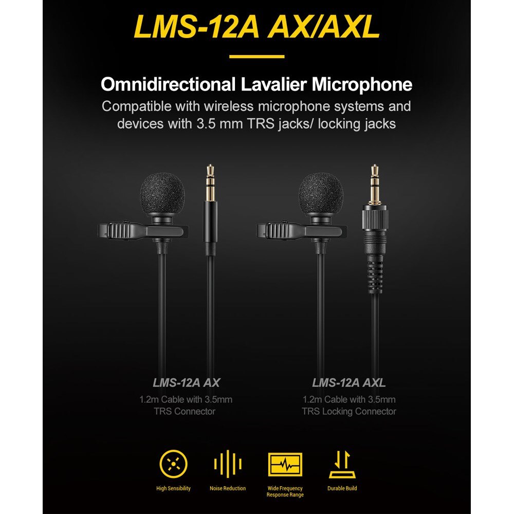Godox lms -12a ax axl omnidirektionales lavalier-mikrofon, kompatibel mit drahtlosen mikrofonsystemen und geräten mit 3.5mm trs