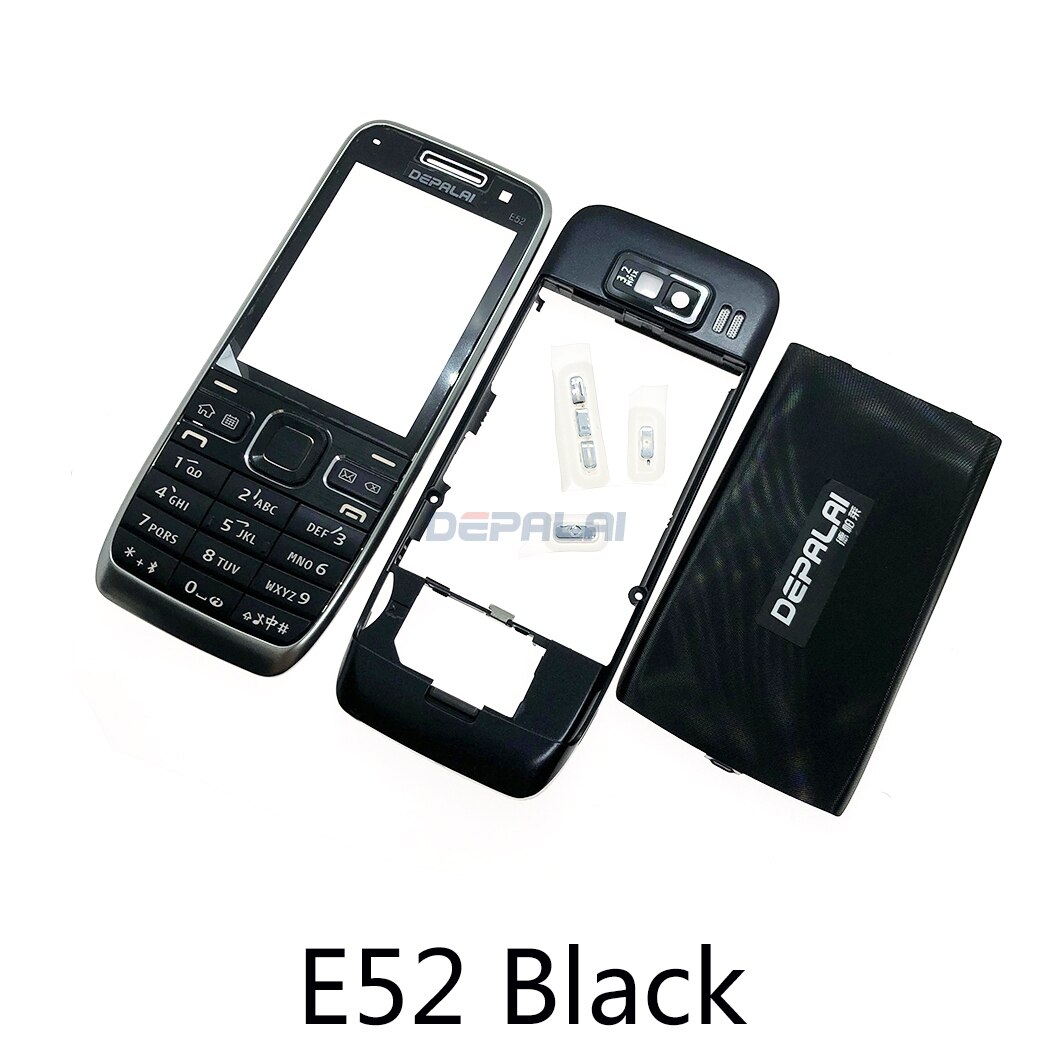 For Nokia c5-00 C5 E52 Housing Front Faceplate Frame Cover Case+Back cover/battery door cover+Keypad: E52 Black