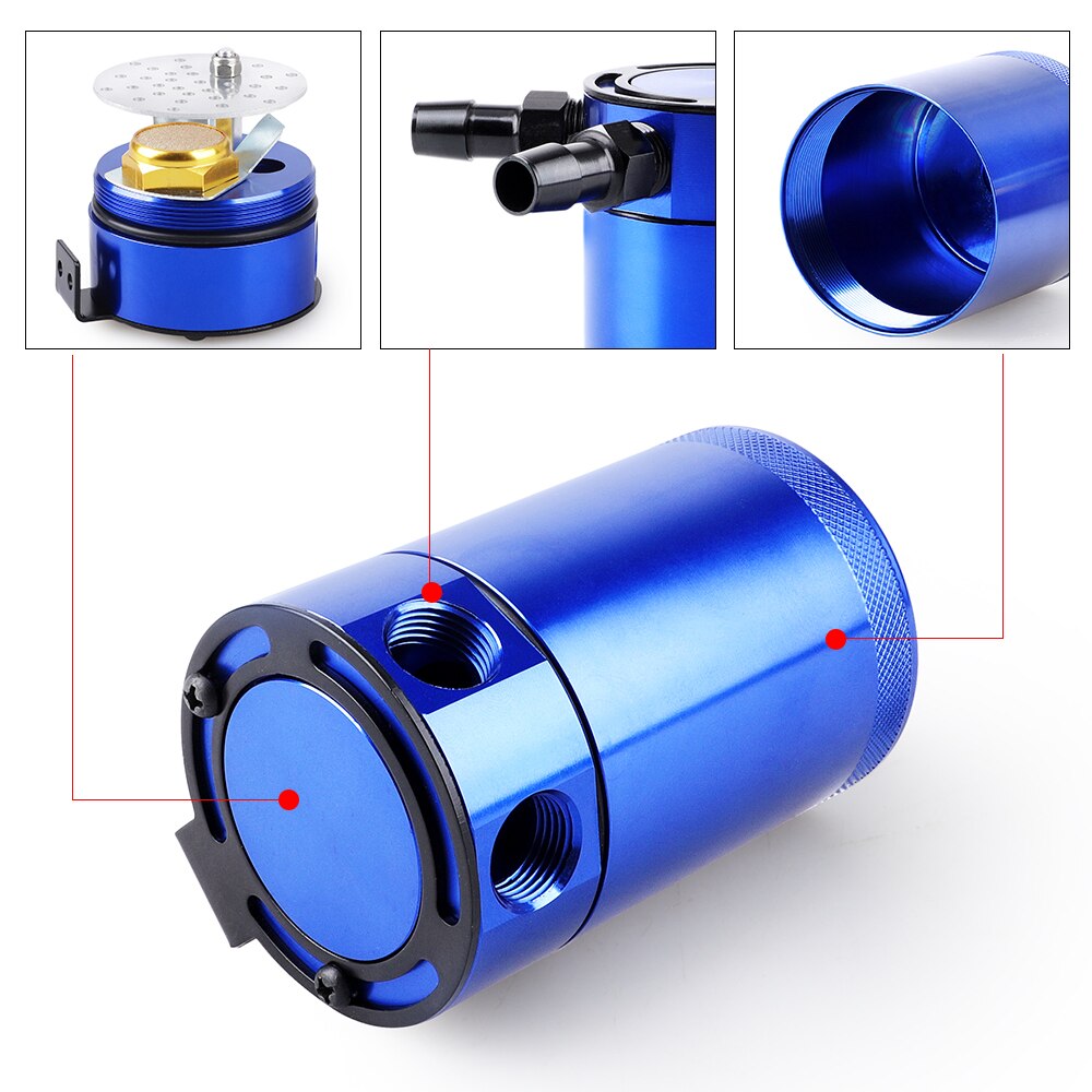 Tanque de captura de aceite Universal, bote compacto de 300ml, con volantes, depósito de aluminio de 2 puertos, tanque de combustible, hervidor transpirable de dos agujeros