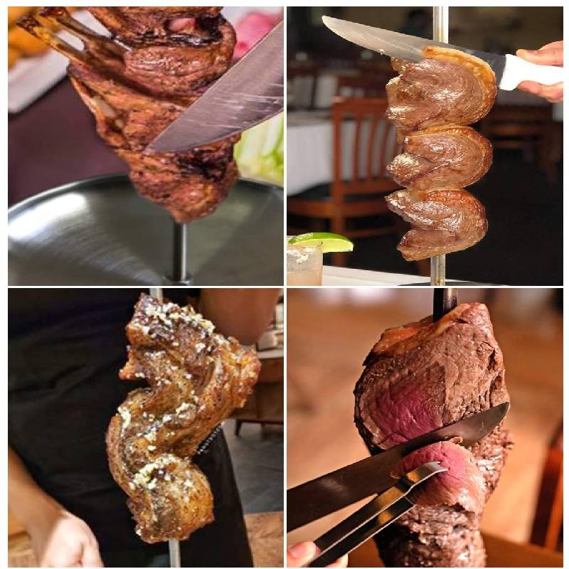 Pincho Vertical de acero inoxidable para barbacoa, colgador de aves de corral, para asar carne, asar, asar, pinchos brasileños, soporte para parrilla