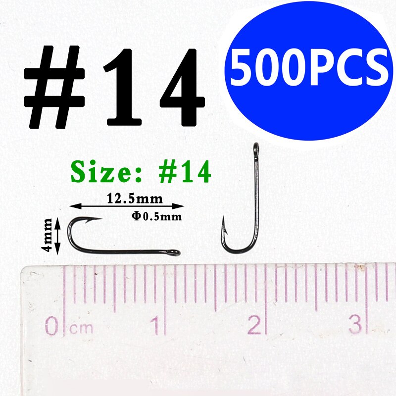 Bimoo 500PCS Aberdeen Long Shank Fish Hook Saltwater Fresh Water Hooks Sabiki Rig Streamer Fly Hook Size 10 4 2 2/0: size14 500pcs