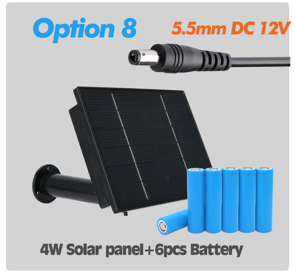 4w Black Solar Panel 5V Powered IP Camera Built-in 18650 Replaceable Battery Outdoor Waterproof Charged USB For Security Camera: With Battey 12V DC