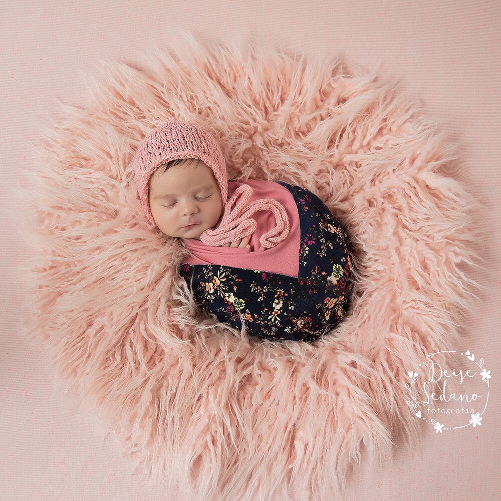 Baby Ronde Deken Fotografie Faux Fur Pasgeboren Fotoshoot Achtergrond Mand Filler Voor Pasgeboren Baby Fotografie Accessoires