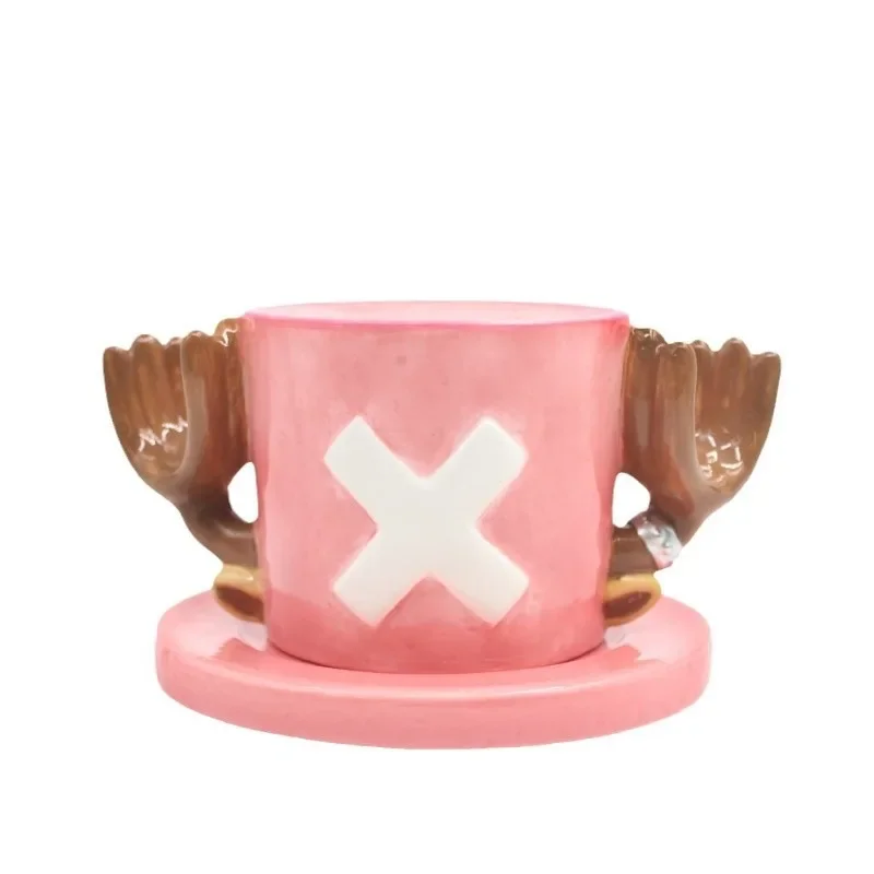 Tegneserie kaffekop og underkop hatformet vandkopper cosplay anime chopper ace sabo keramisk krus desserttallerken