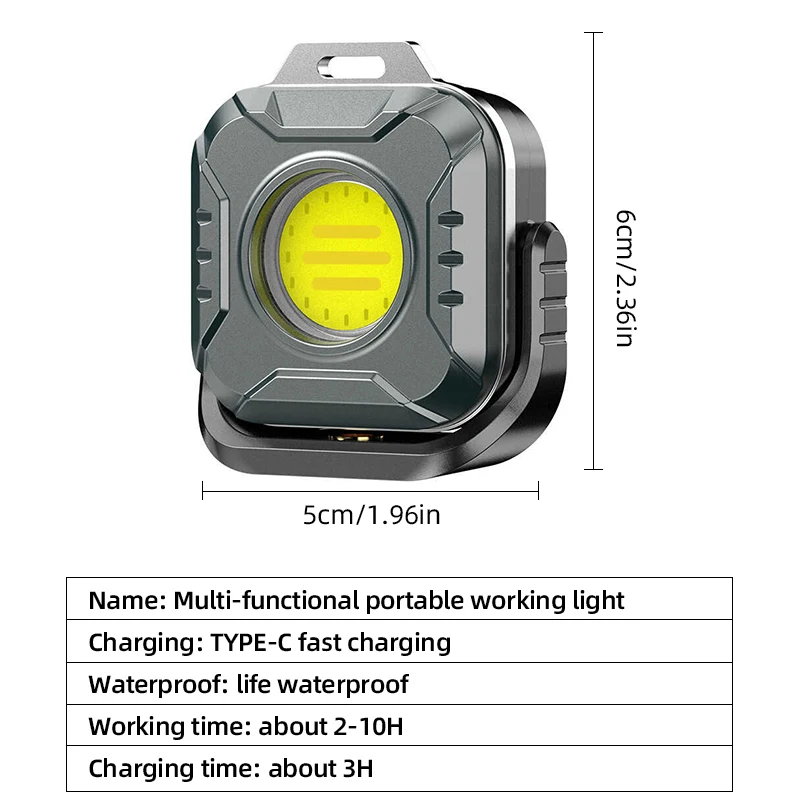 MINI LED Flashlight 8 Modesre Adjustable Portable Work Light Tail Magnet Rechargeable Camping Lantern COB Emergency Light