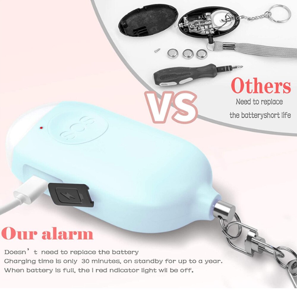 La Sécurité Alarme D'autodéfense Sirène-Portable pour Les Femmes w/SOS LUMIÈRE LED & mousqueton Aide des Aînés Et enfants Appel D'urgence
