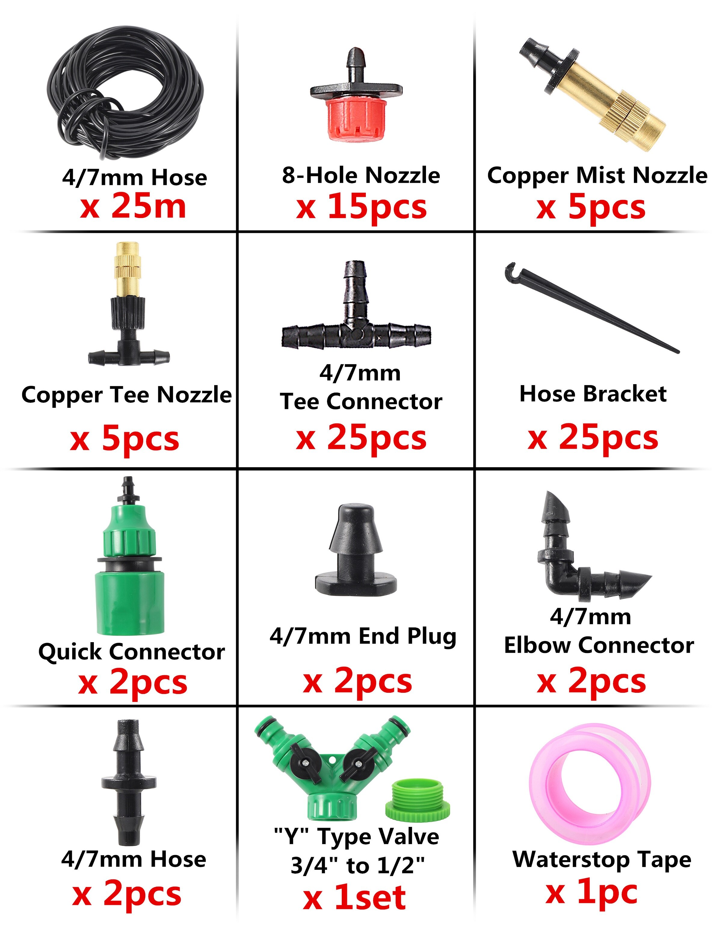 5/10/15/20/25m Garten Bewässerung Bewässerung System Bewässerung Kit mit 4/7mm PVC Schlauch Automatische Bewässerung Beschlagen Sprinkler Tropf: 25m kit