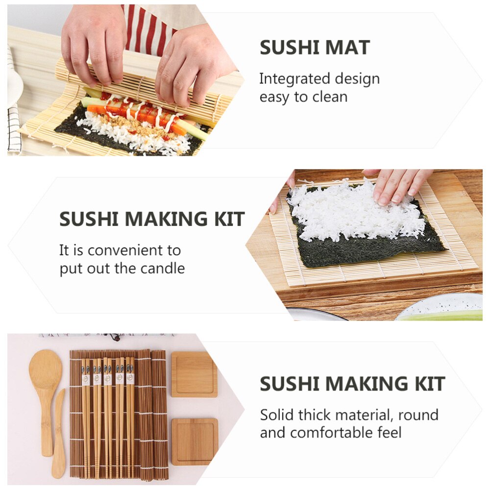 1 Set Sushi Maker Kit Bamboo Sushi Kit Sushi Making Tools for Home DIY Sushi