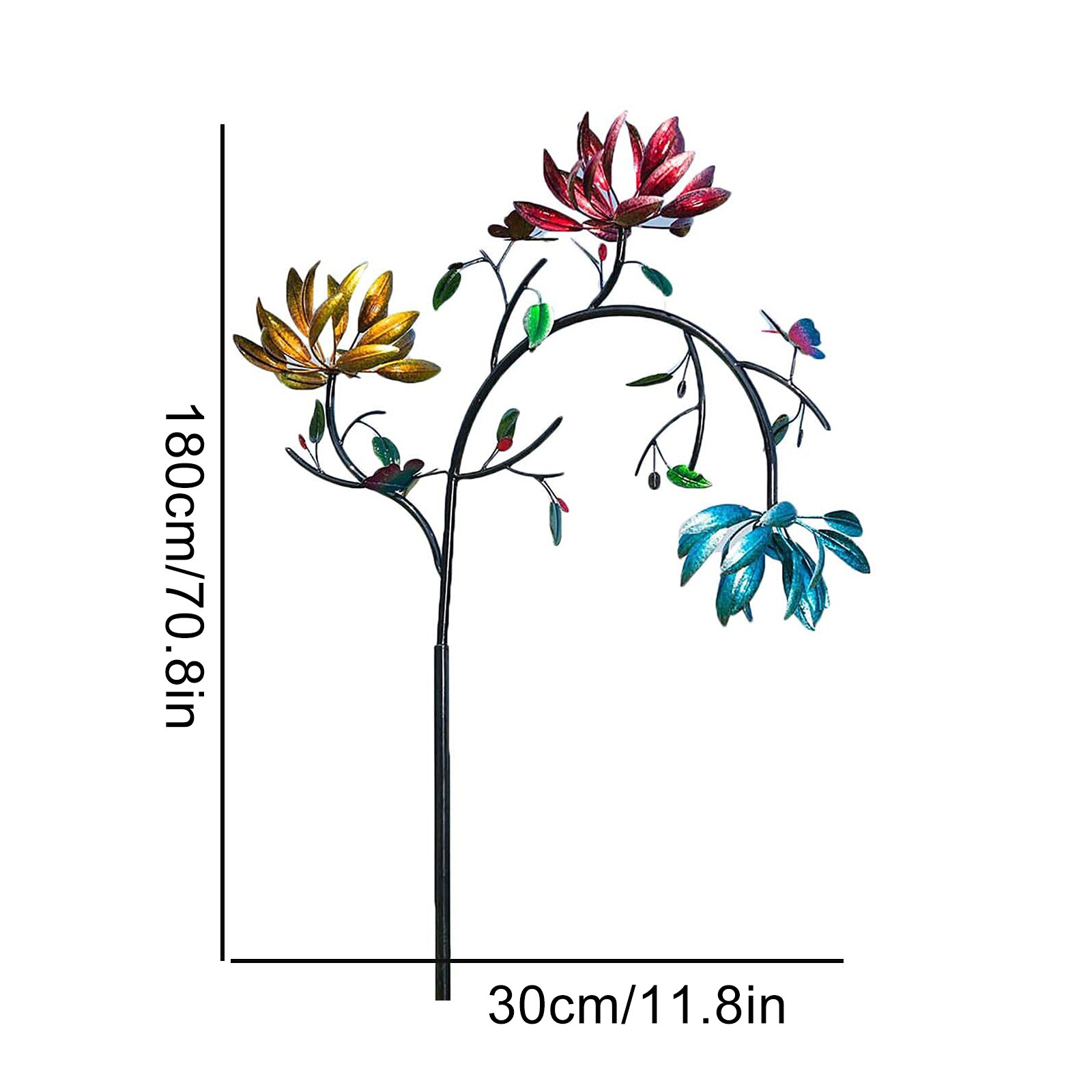 Creatieve Wind Spinners Grote Metalen Wind Spin Met Drie Spin Bloemen En Vlinders Wind Spinners Outdoor Decoratie Voor Tuin
