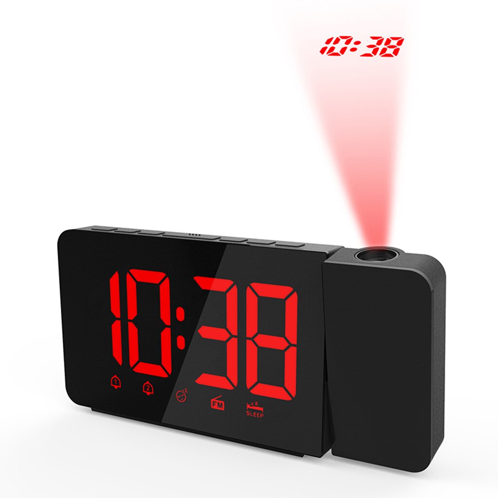 Projectie Wekker Display Digitale Klok Usb Charger Snooze Led Projectie Dual Alarm Fm Radio #0207g10: Rood