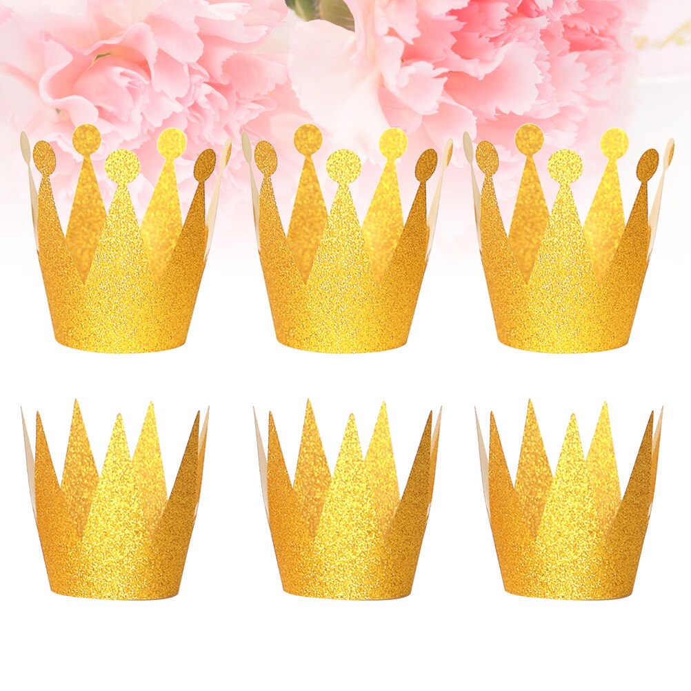 6Pcs Birthday Crown Hats Exquisite Glitter Chic Delicate Party Hats for Gathering Party Birthday