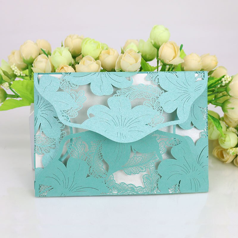 Tarjeta de invitación de boda creativa Europea calada, 24 piezas, lirio, invitación de boda de alta gama, tarjeta de banquete de invitados
